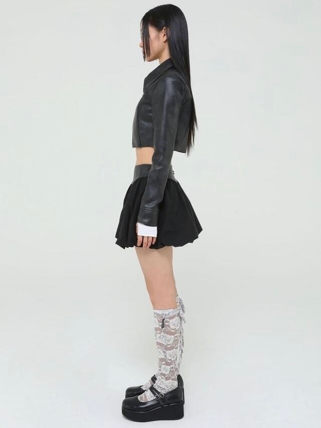 Uglyshadow】VINTAGE LEATHER PUMPKIN SKIRT | OUR BRAND,Uglyshadow