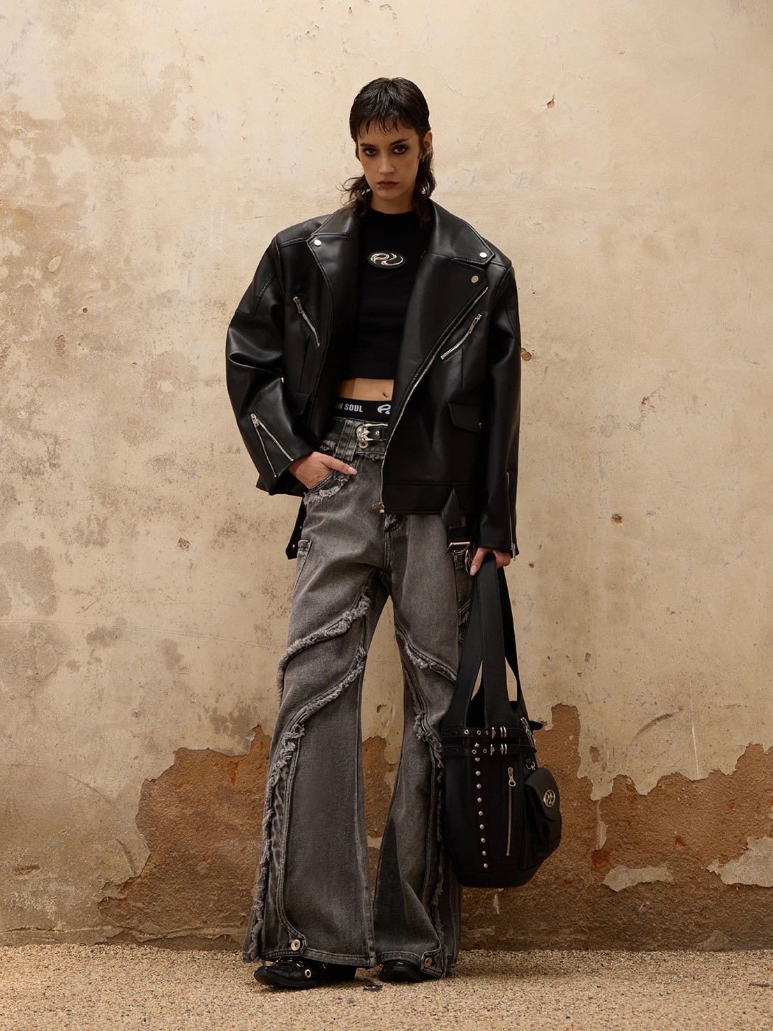PERSONSOUL】Racing Faux-Leather Jacket | OUR BRAND