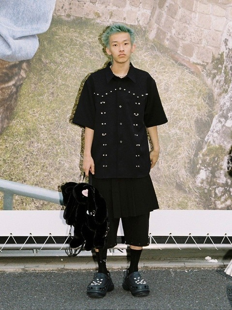 ●ESC STUDIO● stud short sleeves shirt (black) ESC STUDIO】stud short sleeves shirt | OUR BRAND,ESC STUDIO
