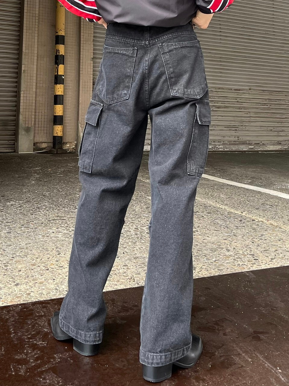 受注制【Chikashitsu +】wide denim cargo pants