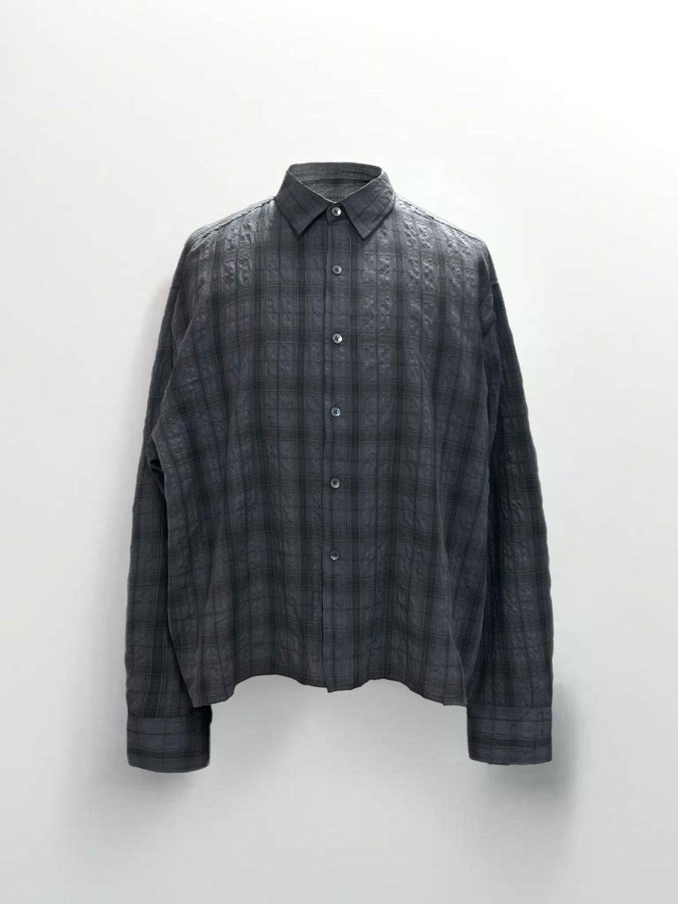 大阪店WEB限定受注制【Chikashitsu +】cropped check shirt