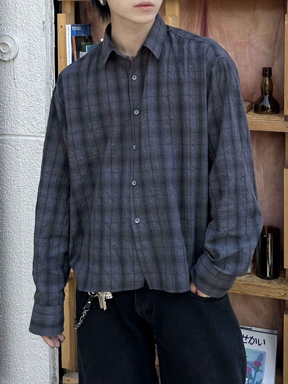 【Chikashitsu +】Loose fit cropped shirt 東京店WEB限定受注制【Chikashitsu +】Loose fit cropped shirt