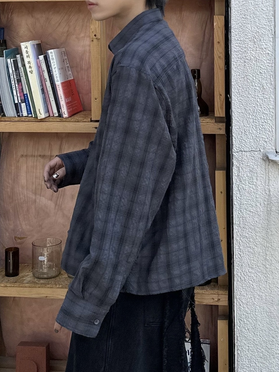 【Chikashitsu +】Loose fit cropped shirt 東京店WEB限定受注制【Chikashitsu +】Loose fit cropped shirt