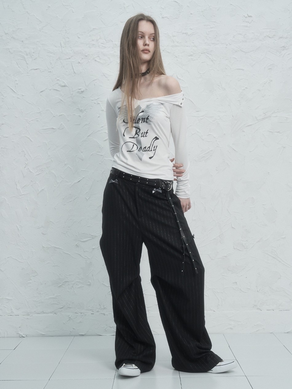 SETUP-EXE★韓国★人気★DESTROYED PANTS/追跡あり SETUP‐EXE】V-NECK CROSS TOP | OUR BRAND,SETUP-EXE | PRESSING