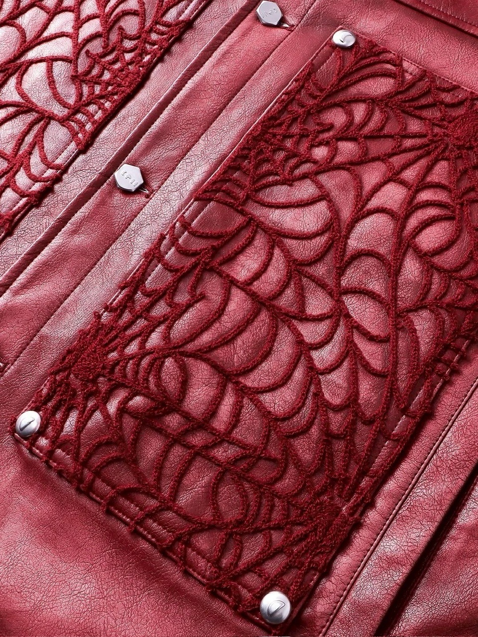 【The Boy Has No Patience】BLOOD MOON NIGHT SPIDER WEB LEATHER JACKET