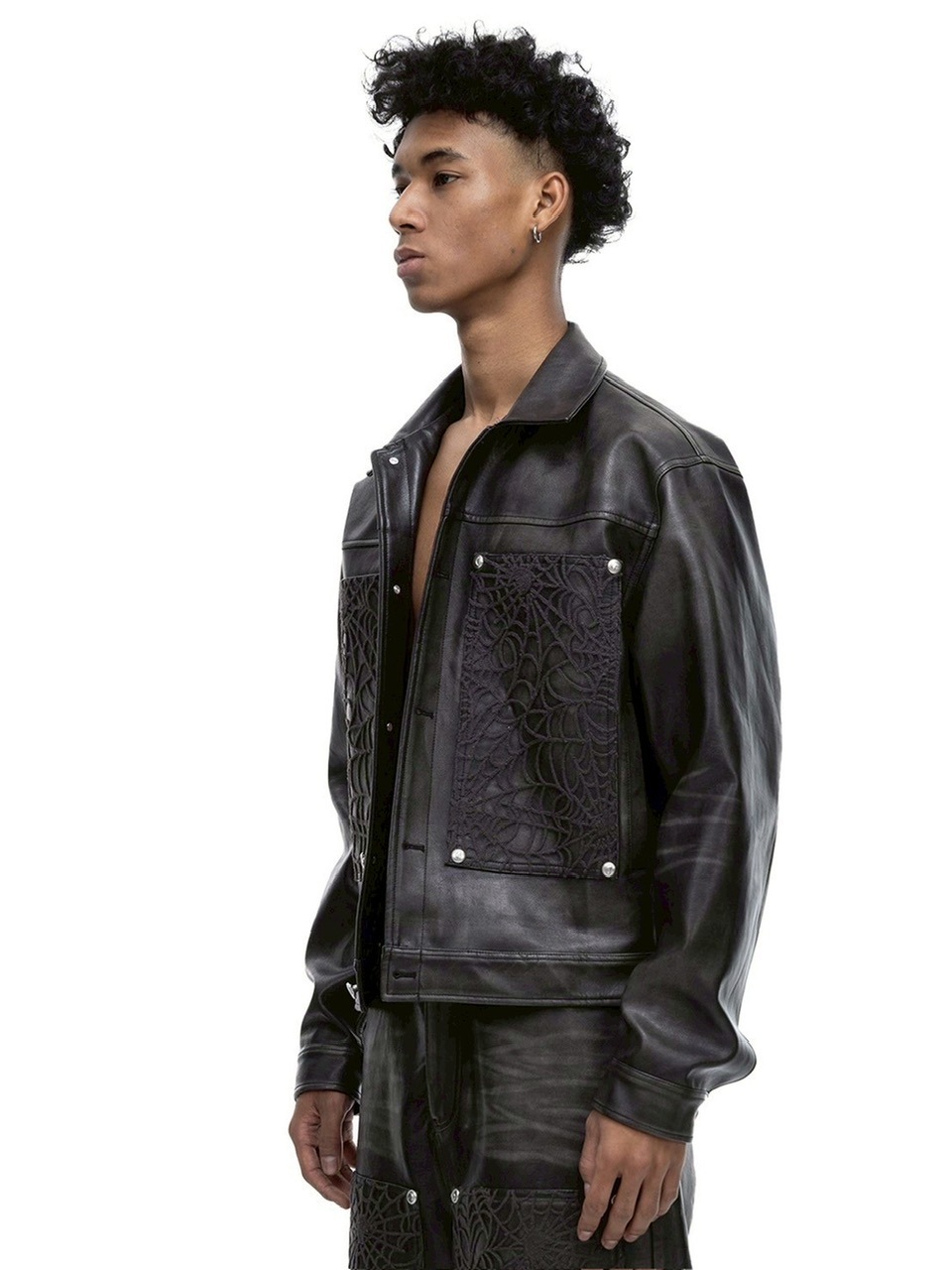 【The Boy Has No Patience】BLOOD MOON NIGHT SPIDER WEB LEATHER JACKET