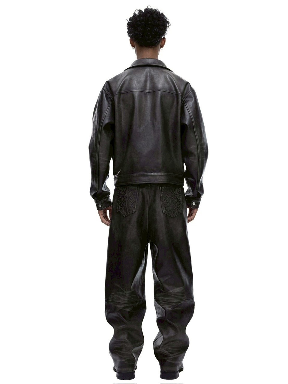 【The Boy Has No Patience】BLOOD MOON NIGHT SPIDER WEB LEATHER JACKET