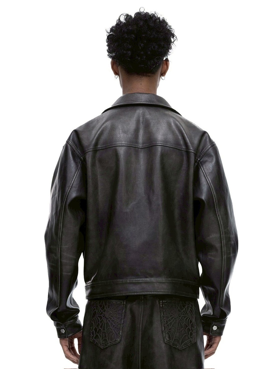 【The Boy Has No Patience】BLOOD MOON NIGHT SPIDER WEB LEATHER JACKET