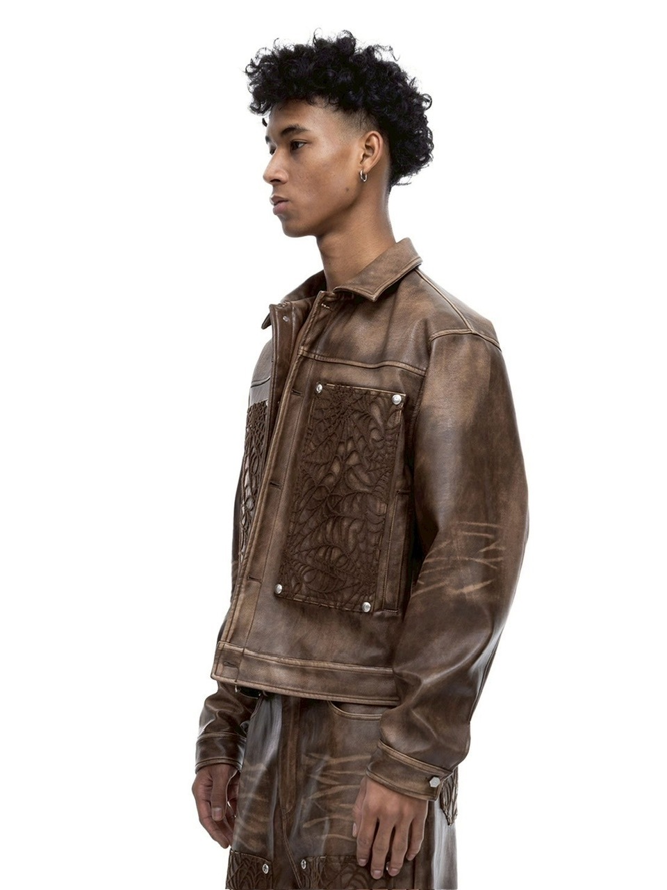 【The Boy Has No Patience】BLOOD MOON NIGHT SPIDER WEB LEATHER JACKET