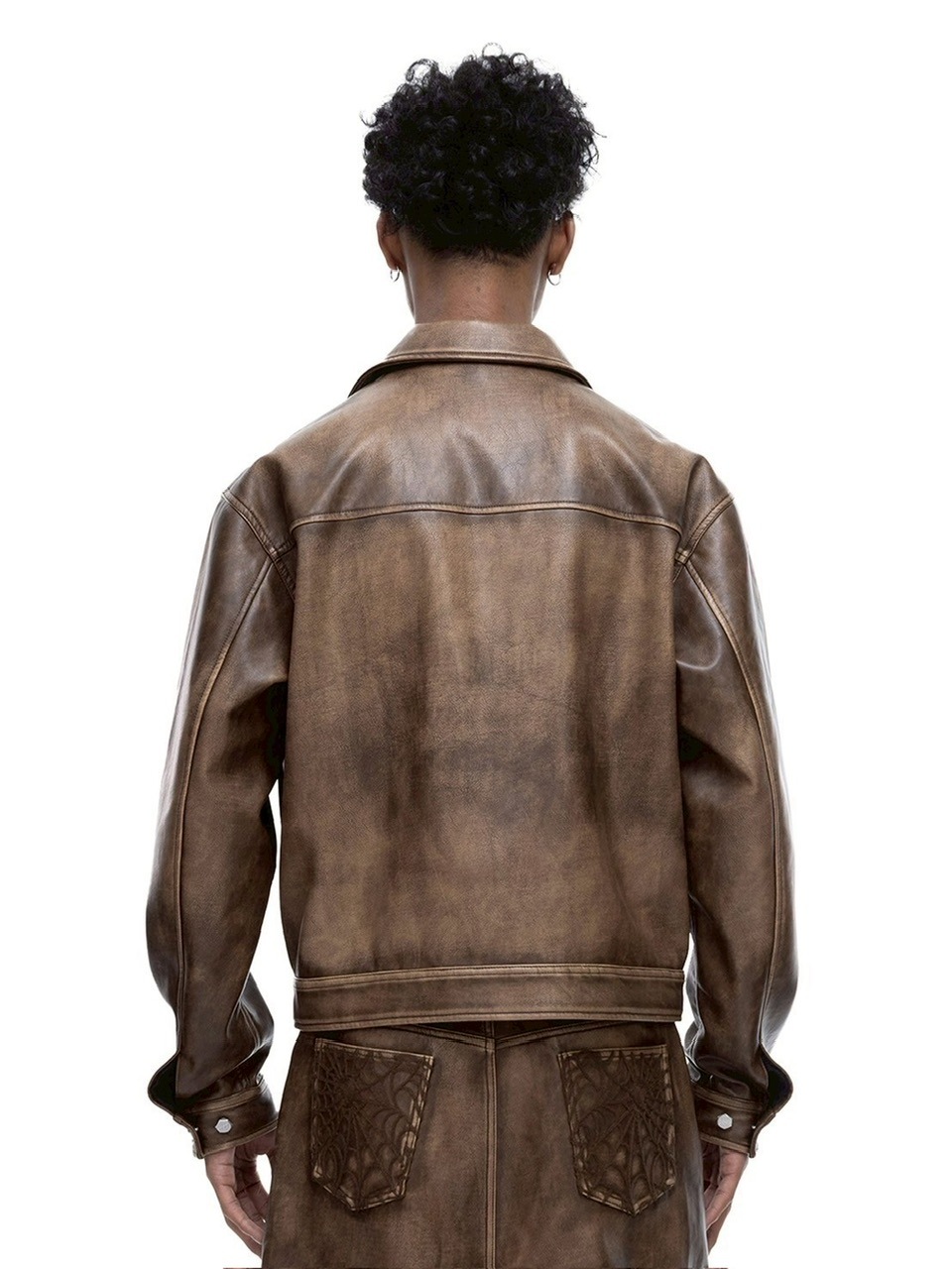 【The Boy Has No Patience】BLOOD MOON NIGHT SPIDER WEB LEATHER JACKET