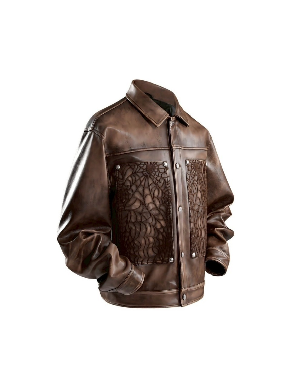 【The Boy Has No Patience】BLOOD MOON NIGHT SPIDER WEB LEATHER JACKET