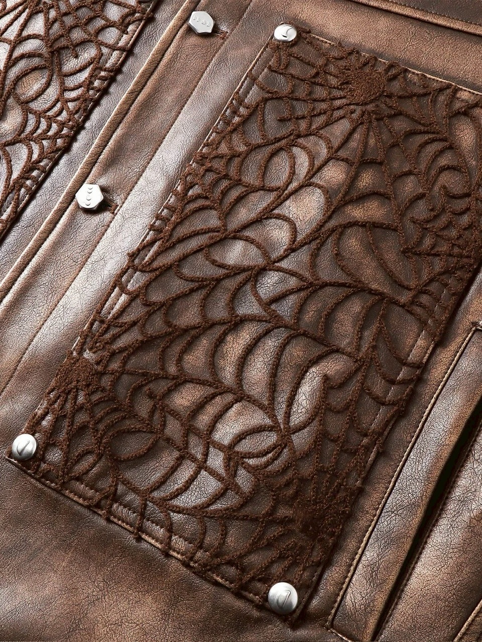 【The Boy Has No Patience】BLOOD MOON NIGHT SPIDER WEB LEATHER JACKET