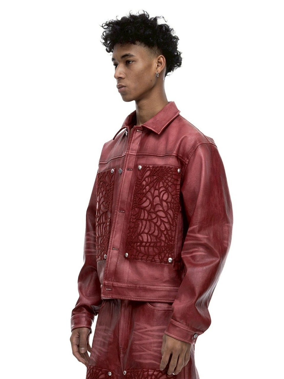 【The Boy Has No Patience】BLOOD MOON NIGHT SPIDER WEB LEATHER JACKET