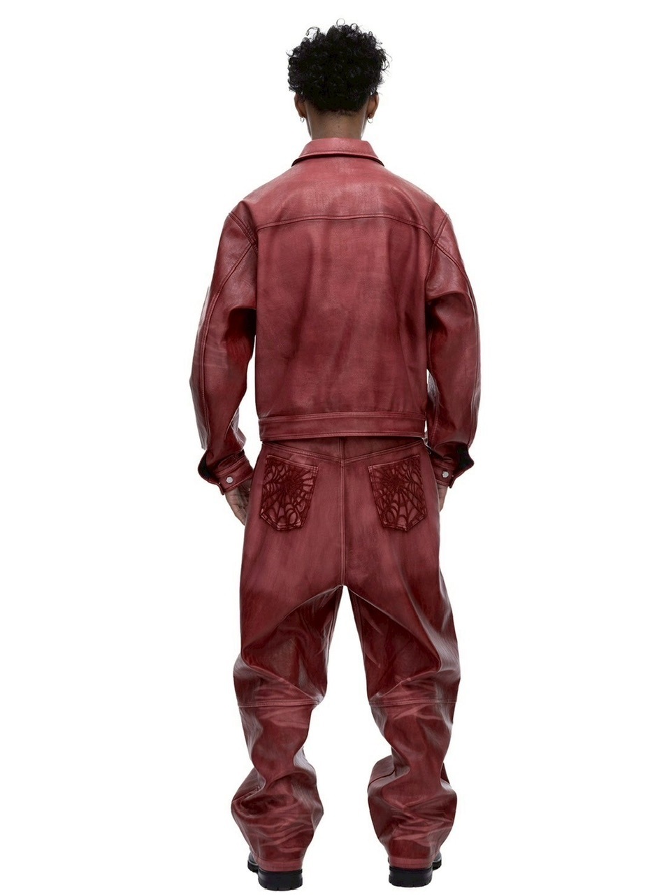 【The Boy Has No Patience】BLOOD MOON NIGHT SPIDER WEB LEATHER JACKET