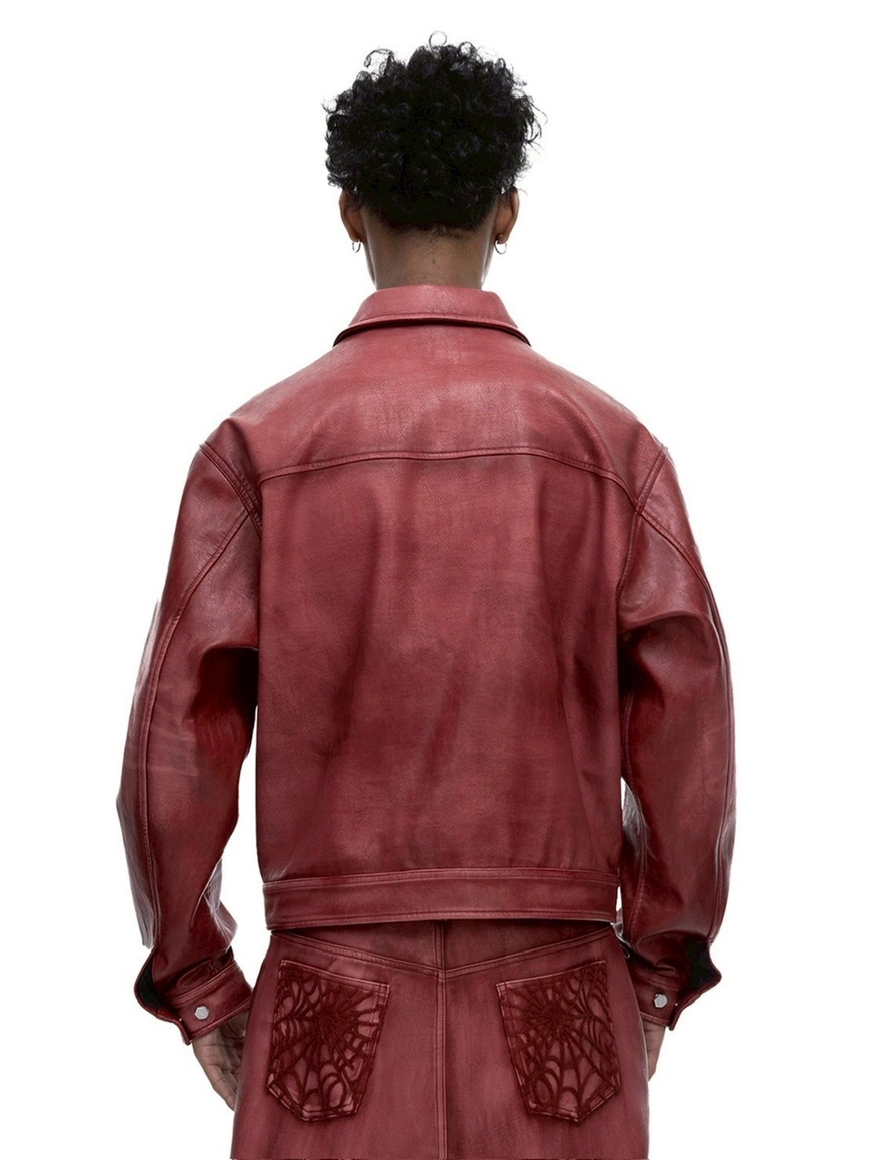 【The Boy Has No Patience】BLOOD MOON NIGHT SPIDER WEB LEATHER JACKET