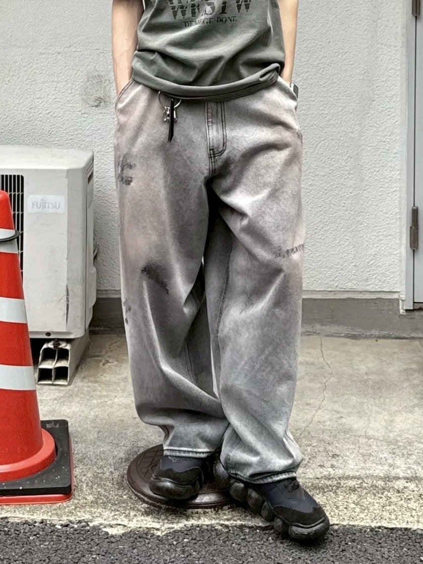 デニム・ジーパン Crunchy Rivet Point Balloon Pants Chikashitsu +】point wash balloon denim pants (2color