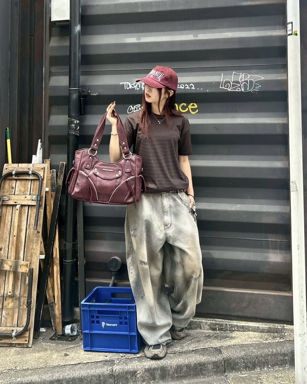 Chikashitsu +】point wash balloon denim pants (2color