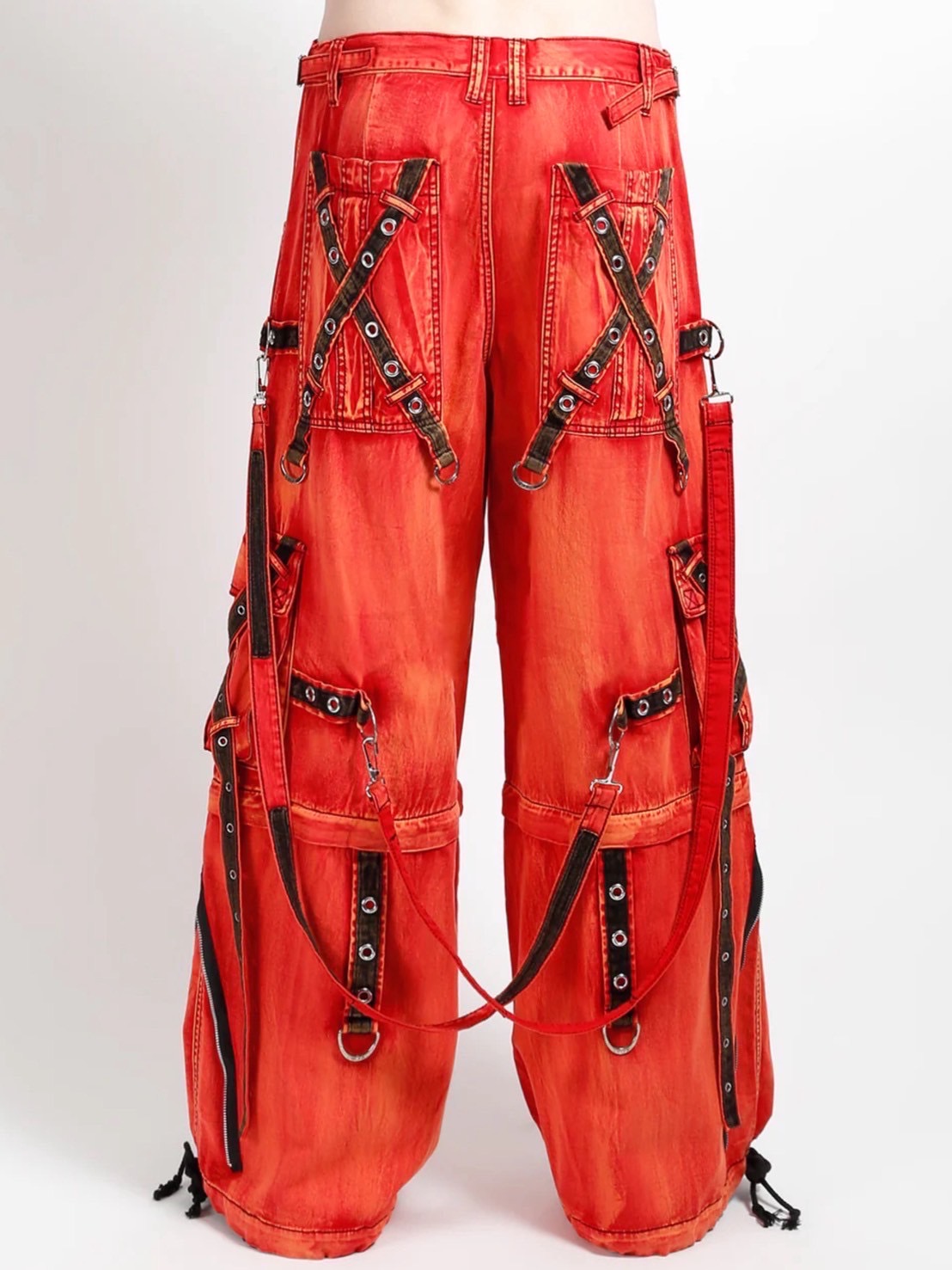 【TRIPP nyc】X-STRAP PANT FIRE WASH[AF7144MB] / 【トリップ ニューヨーク 】ボンテージストラップファイヤーワイドデニムパンツ