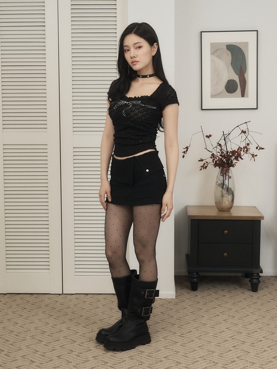 ☆韓国の人気☆【SETUP-EXE】☆FRILL BOW CROP TOP☆Tシャ.ツ☆ SETUP‐EXE】FRILL BOW CROP TOP | OUR BRAND,SETUP-EXE