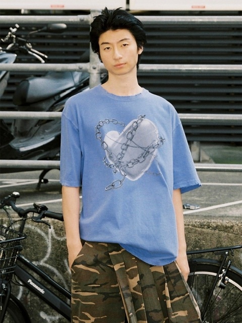 ★ESCSTUDIO★pigment washing heart t-shirt (skyblue)★正規品 ESC STUDIO】pigment washing heart t-shirt | OUR BRAND,ESC
