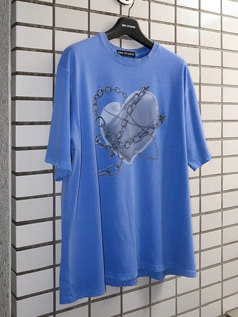 ★ESCSTUDIO★pigment washing heart t-shirt (skyblue)★正規品 ESC STUDIO】pigment washing heart t-shirt | OUR BRAND,ESC