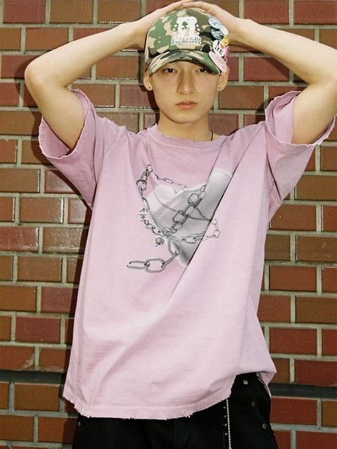 ★ESCSTUDIO★pigment washing heart t-shirt (skyblue)★正規品 ESC STUDIO】pigment washing heart t-shirt | OUR BRAND,ESC