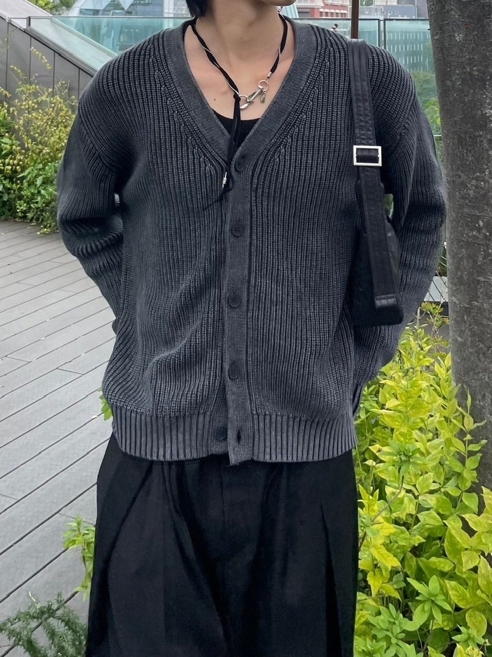 Chikashitsu +】dirty wash cotton cardigan (3color