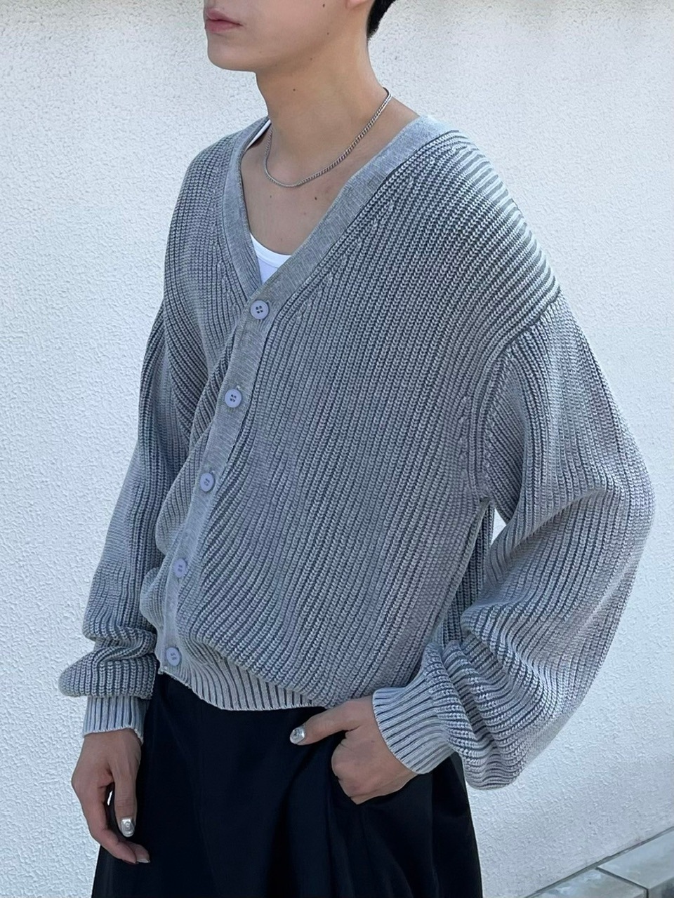 受注制【Chikashitsu +】dirty wash cotton cardigan (3color