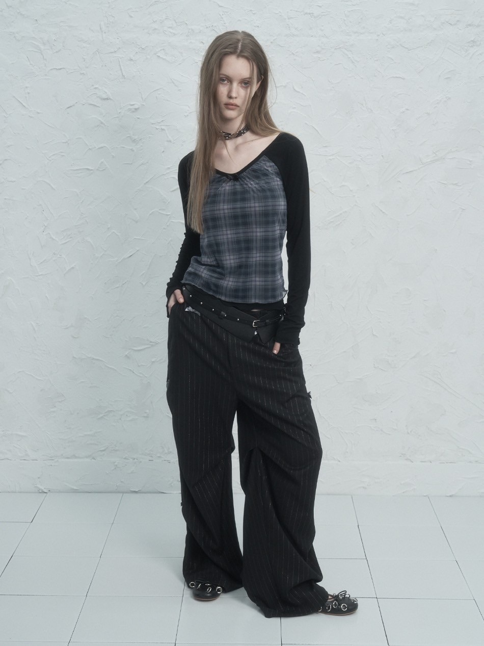 SETUP‐EXE】CHECK LAYERED TOP | OUR BRAND,SETUP-EXE