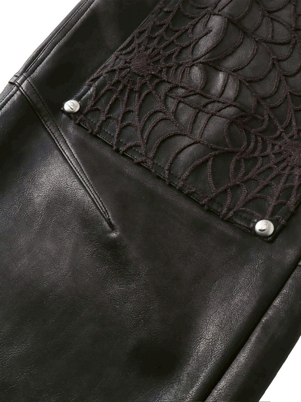 【The Boy Has No Patience】BLOOD MOON NIGHT SPIDER WEB LEATHER PANTS