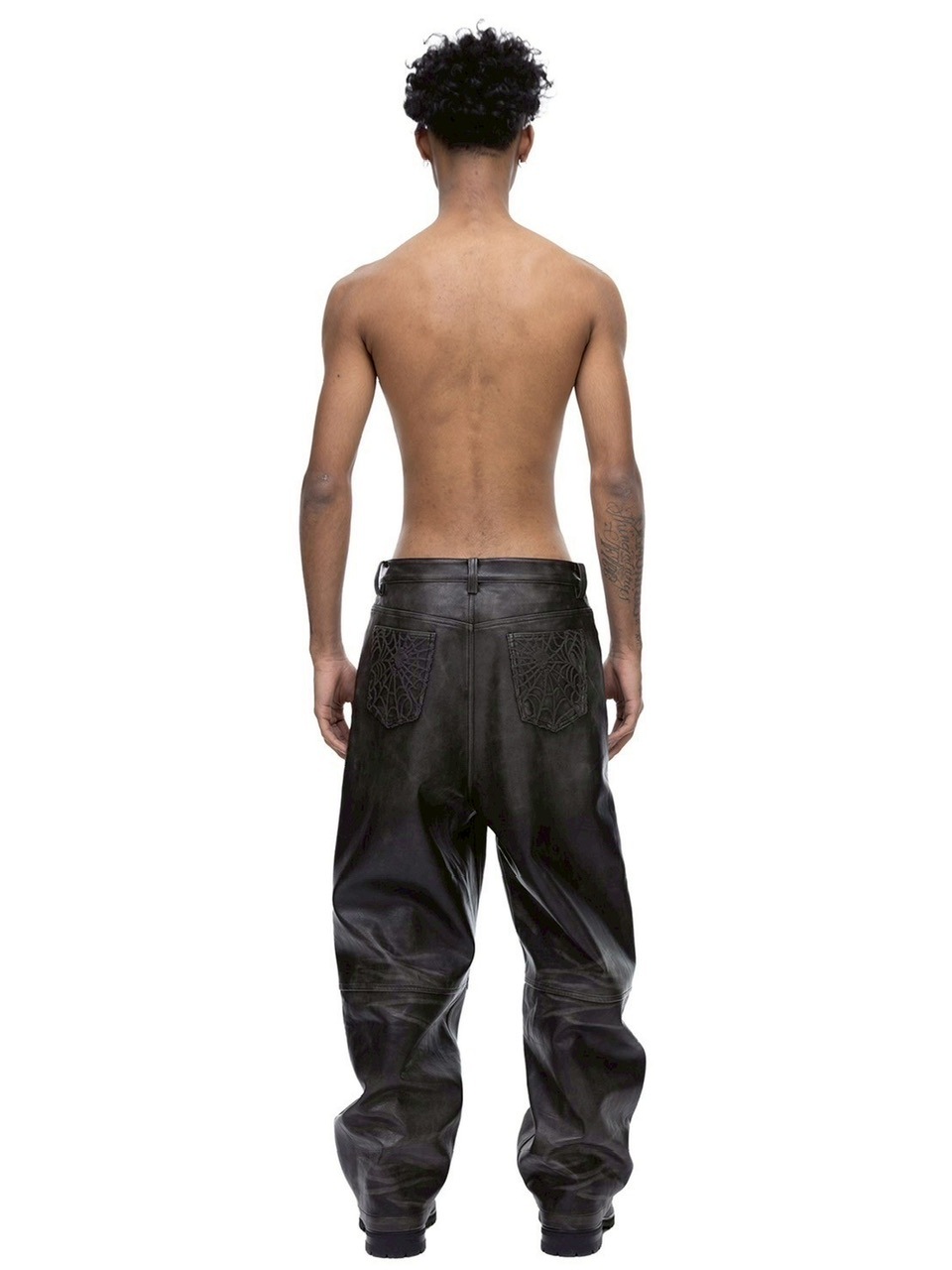 【The Boy Has No Patience】BLOOD MOON NIGHT SPIDER WEB LEATHER PANTS