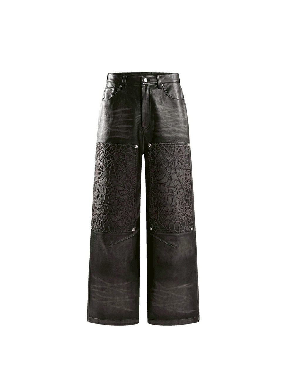 【The Boy Has No Patience】BLOOD MOON NIGHT SPIDER WEB LEATHER PANTS