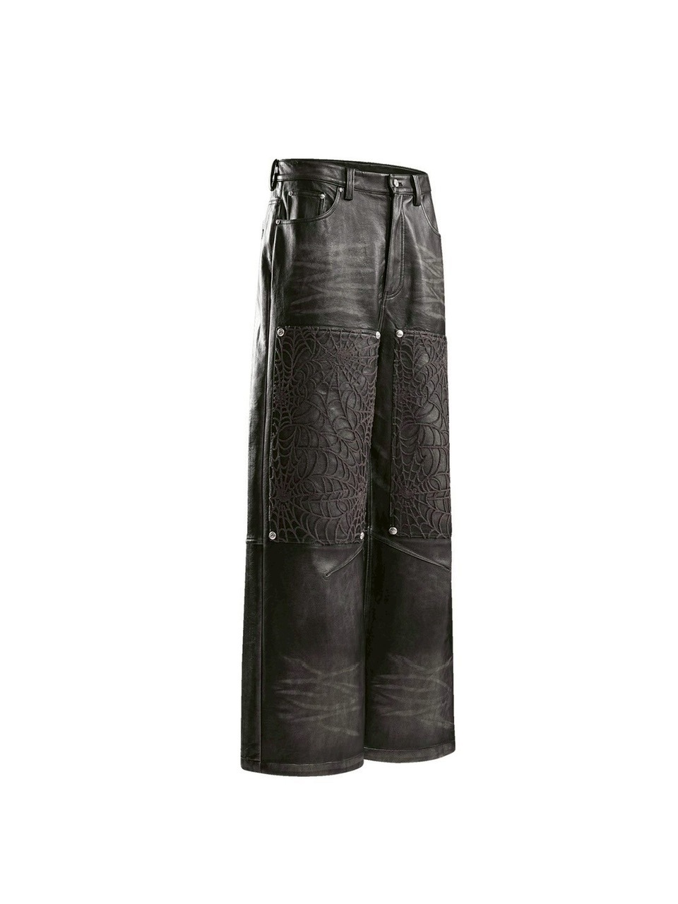 【The Boy Has No Patience】BLOOD MOON NIGHT SPIDER WEB LEATHER PANTS