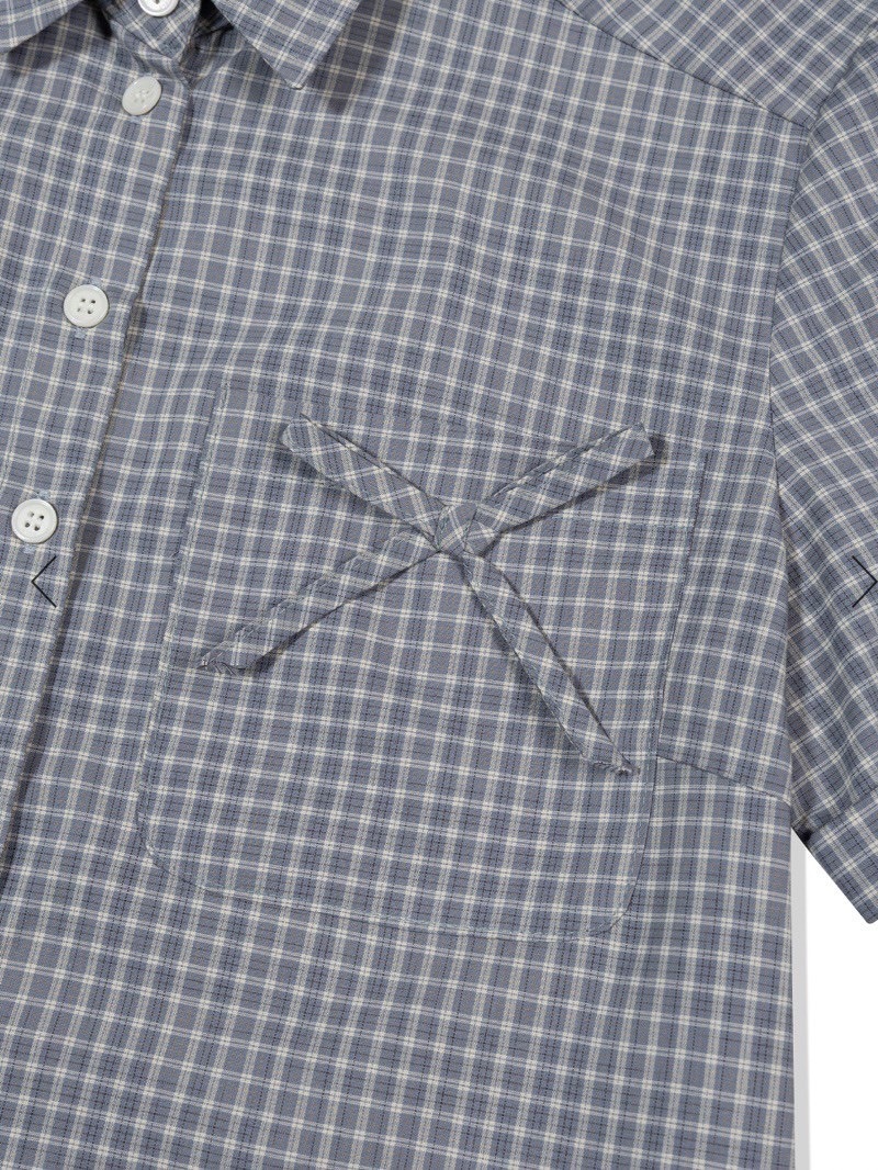 【Uglyshadow】CHECK RIBBON SHIRTS