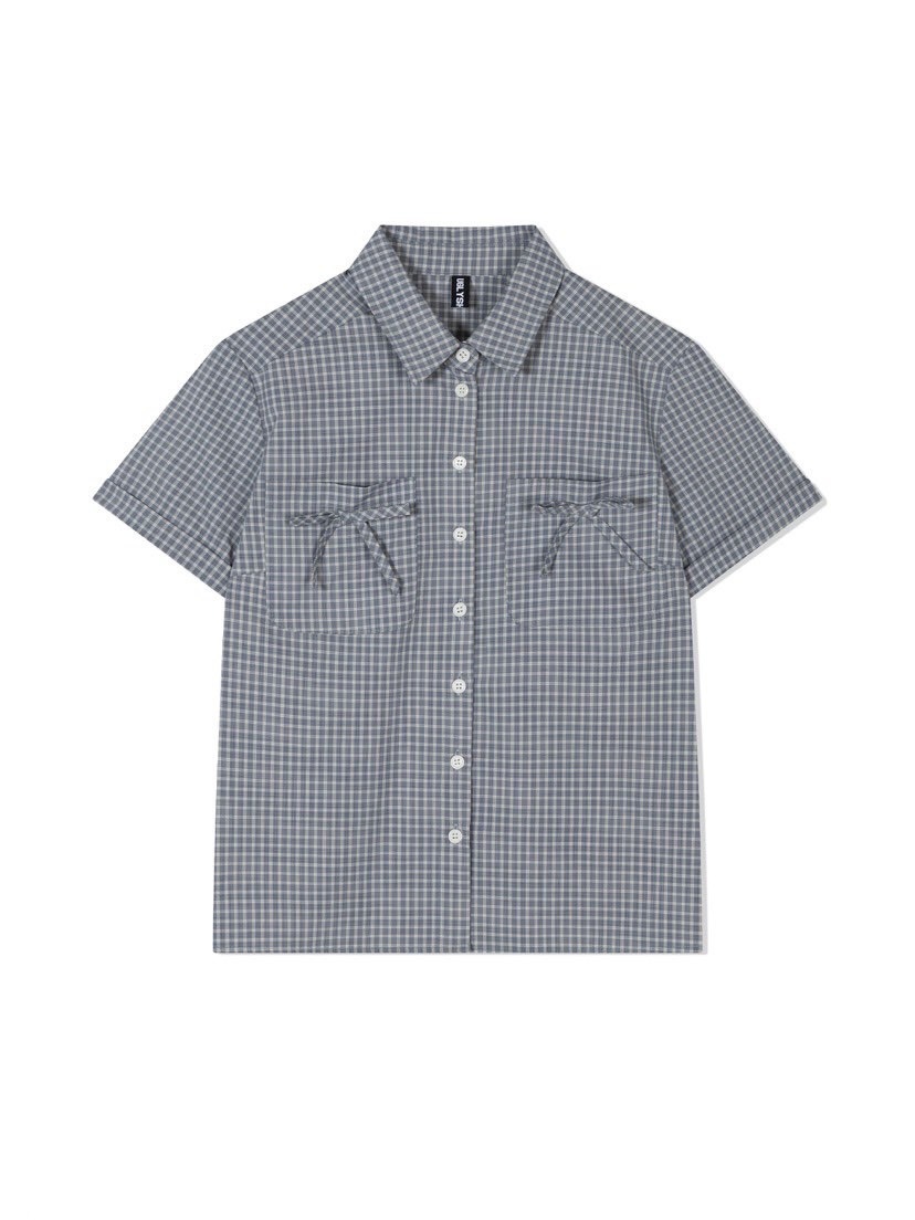 【Uglyshadow】CHECK RIBBON SHIRTS