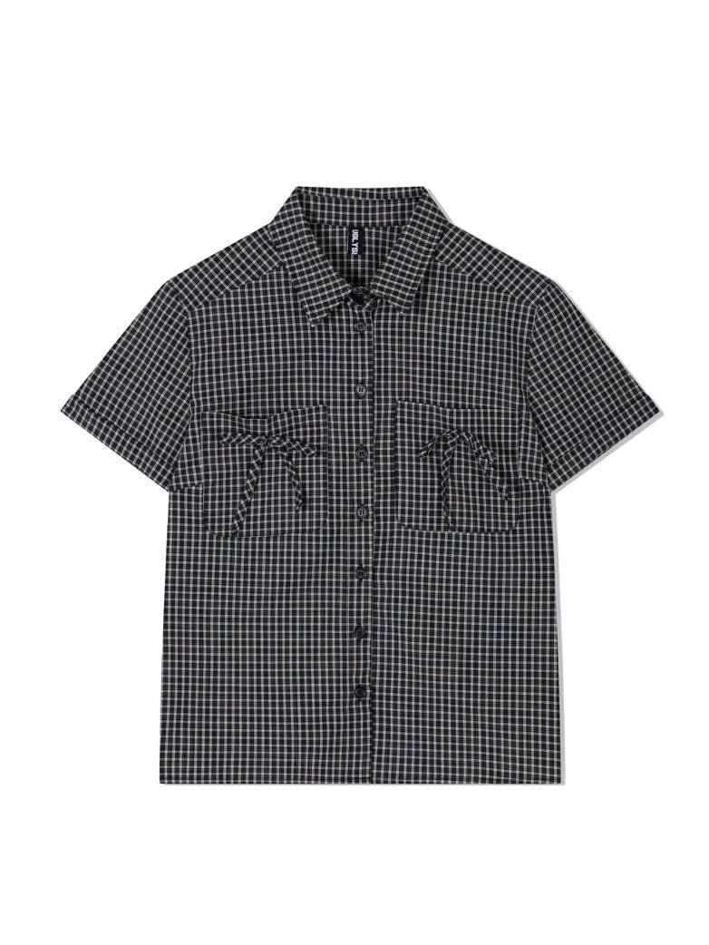【Uglyshadow】CHECK RIBBON SHIRTS