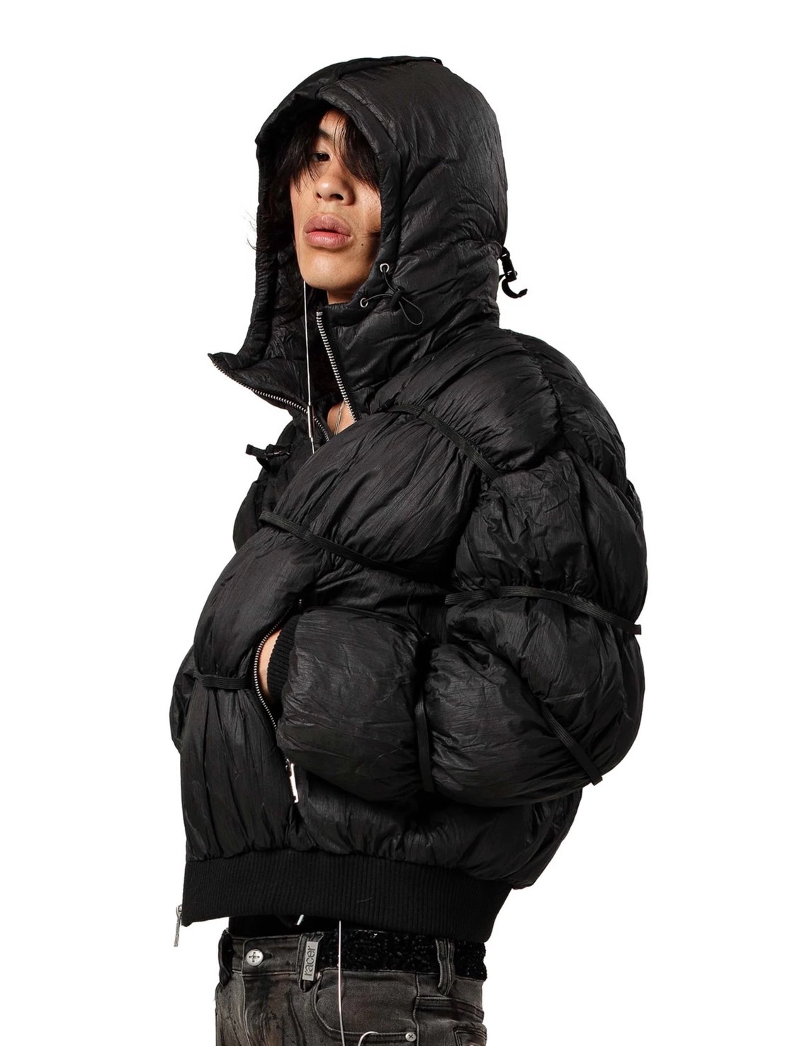 swag ゴス　ワイルドパーティー　ファージャケット RACER WORLDWIDE】Puffer Jacket X【レーサーワールドワイド