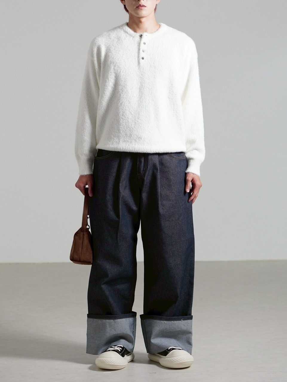 受注制【Chikashitsu +】henry neck hairy knit / 【チカシツプラス