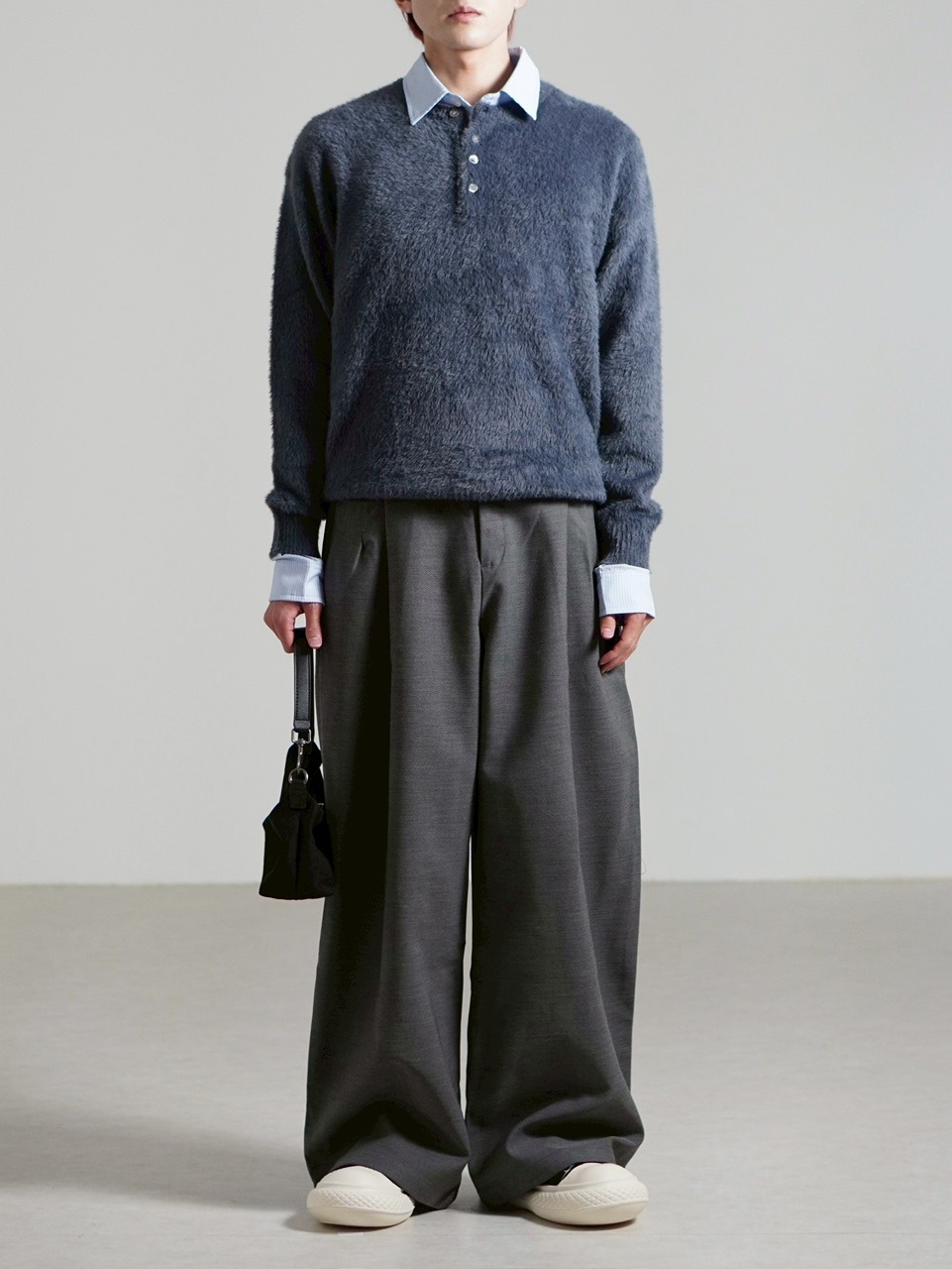 受注制【Chikashitsu +】henry neck hairy knit / 【チカシツプラス