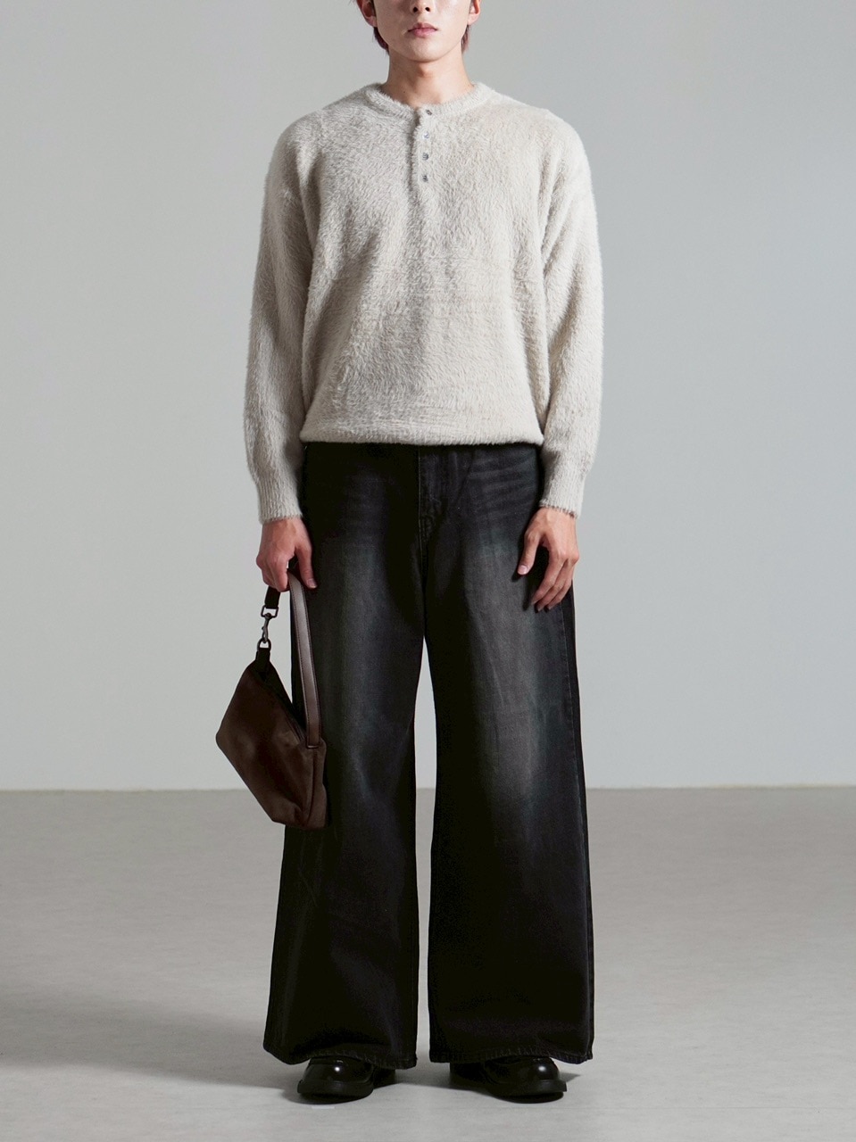 受注制【Chikashitsu +】henry neck hairy knit / 【チカシツプラス