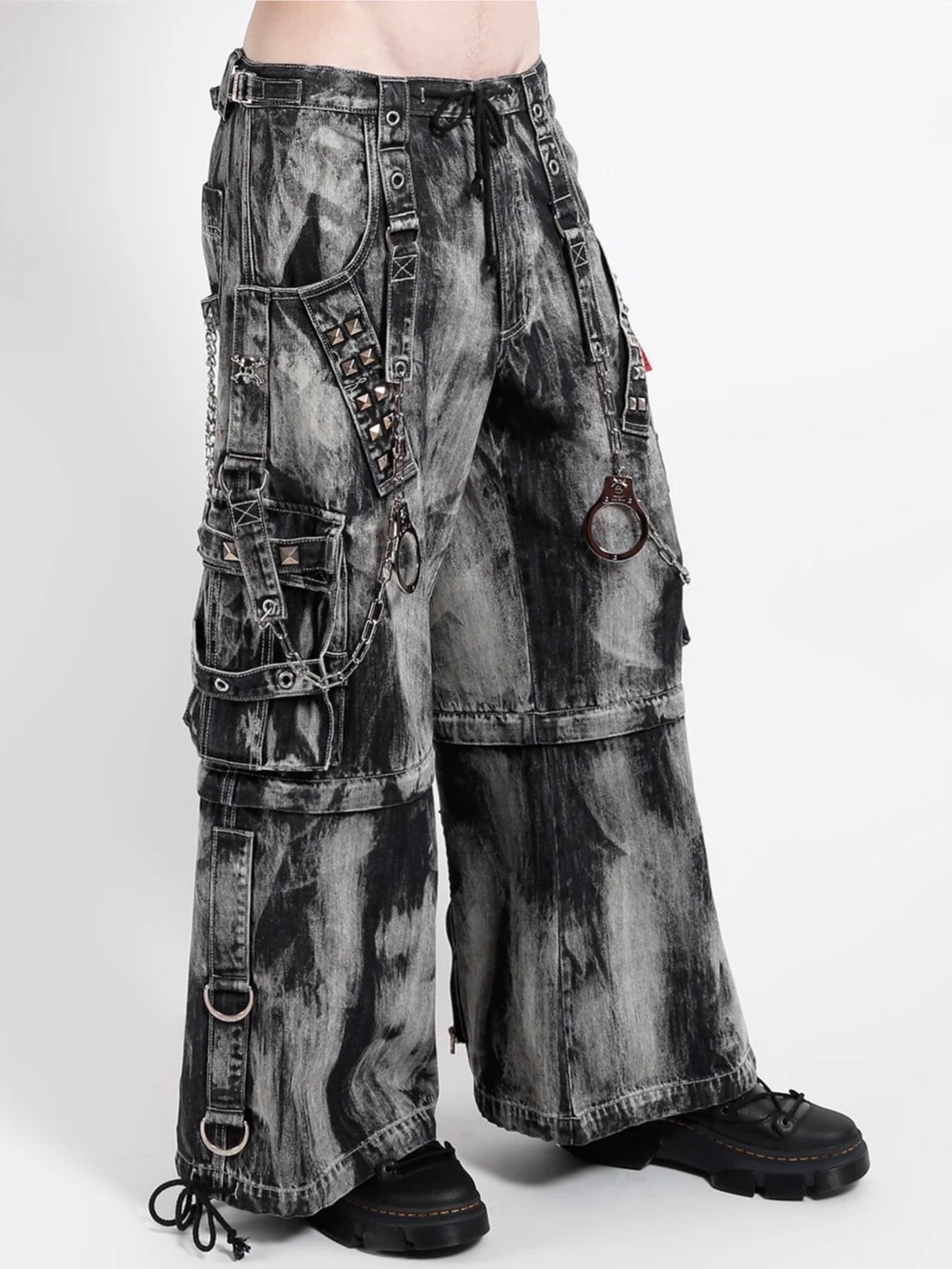 【TRIPP nyc】LOCK UP DENIM PANT[JM7152M] / 【トリップ ニューヨーク 】ボンテージストラップタイダイウォッシュワイドデニムパンツ