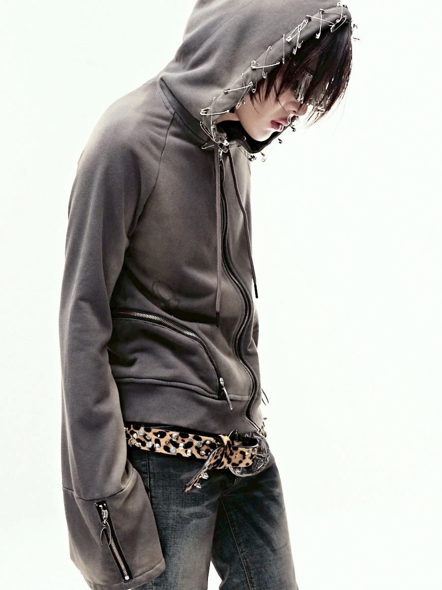 12/8 21:00 発売【Cozy world Wide】Cozy waxed brown zip up hoodie