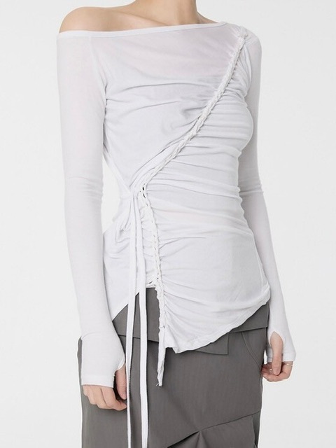 【FLAREUP】Handmade Twisted One-Shoulder Long Sleeve / 【フレアアップ】ハンドメイドツイストワンショルダー長袖Ｔシャツ