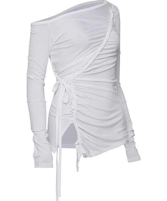 【FLAREUP】Handmade Twisted One-Shoulder Long Sleeve / 【フレアアップ】ハンドメイドツイストワンショルダー長袖Ｔシャツ