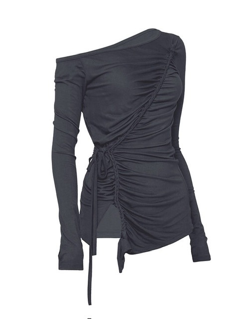 【FLAREUP】Handmade Twisted One-Shoulder Long Sleeve / 【フレアアップ】ハンドメイドツイストワンショルダー長袖Ｔシャツ