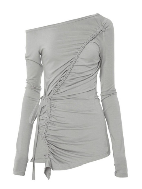 【FLAREUP】Handmade Twisted One-Shoulder Long Sleeve / 【フレアアップ】ハンドメイドツイストワンショルダー長袖Ｔシャツ