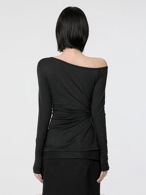 【FLAREUP】Handmade Twisted One-Shoulder Long Sleeve / 【フレアアップ】ハンドメイドツイストワンショルダー長袖Ｔシャツ