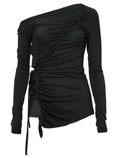 【FLAREUP】Handmade Twisted One-Shoulder Long Sleeve / 【フレアアップ】ハンドメイドツイストワンショルダー長袖Ｔシャツ