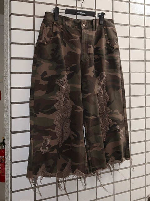 ★ESCSTUDIO★damage washing culotte pants (camo)★正規品 ESC STUDIO】damage washing culotte pants | OUR BRAND,ESC