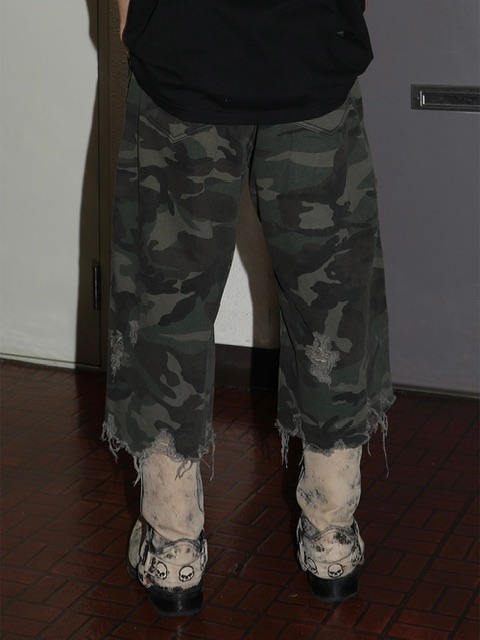★ESCSTUDIO★damage washing culotte pants (camo)★正規品 ESC STUDIO】damage washing culotte pants | OUR BRAND,ESC